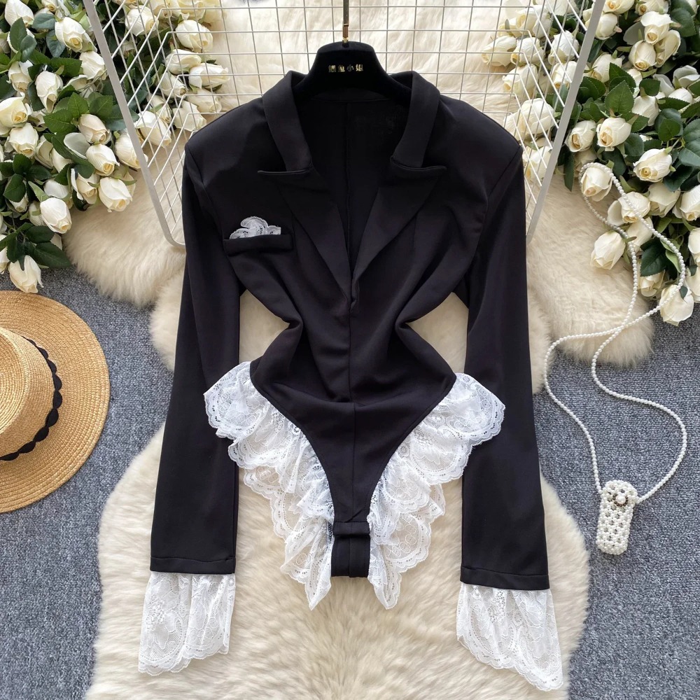 Women'S Formal Wear Jumpsuit - Hotsweet-Combinaison à col rabattu, manches longues,