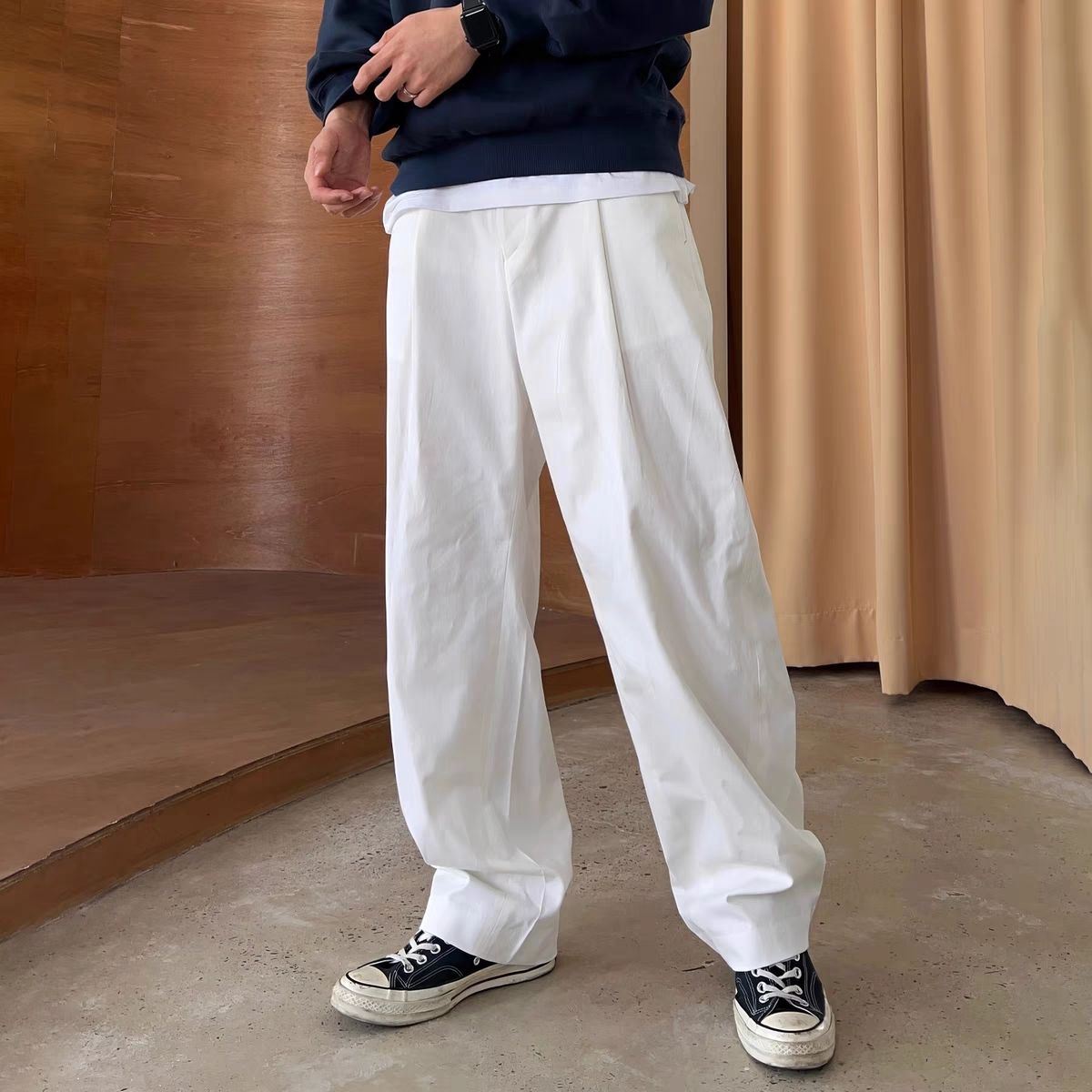 Tailored Trouser Wide - GELITAYIN pantalon homme couture large droite