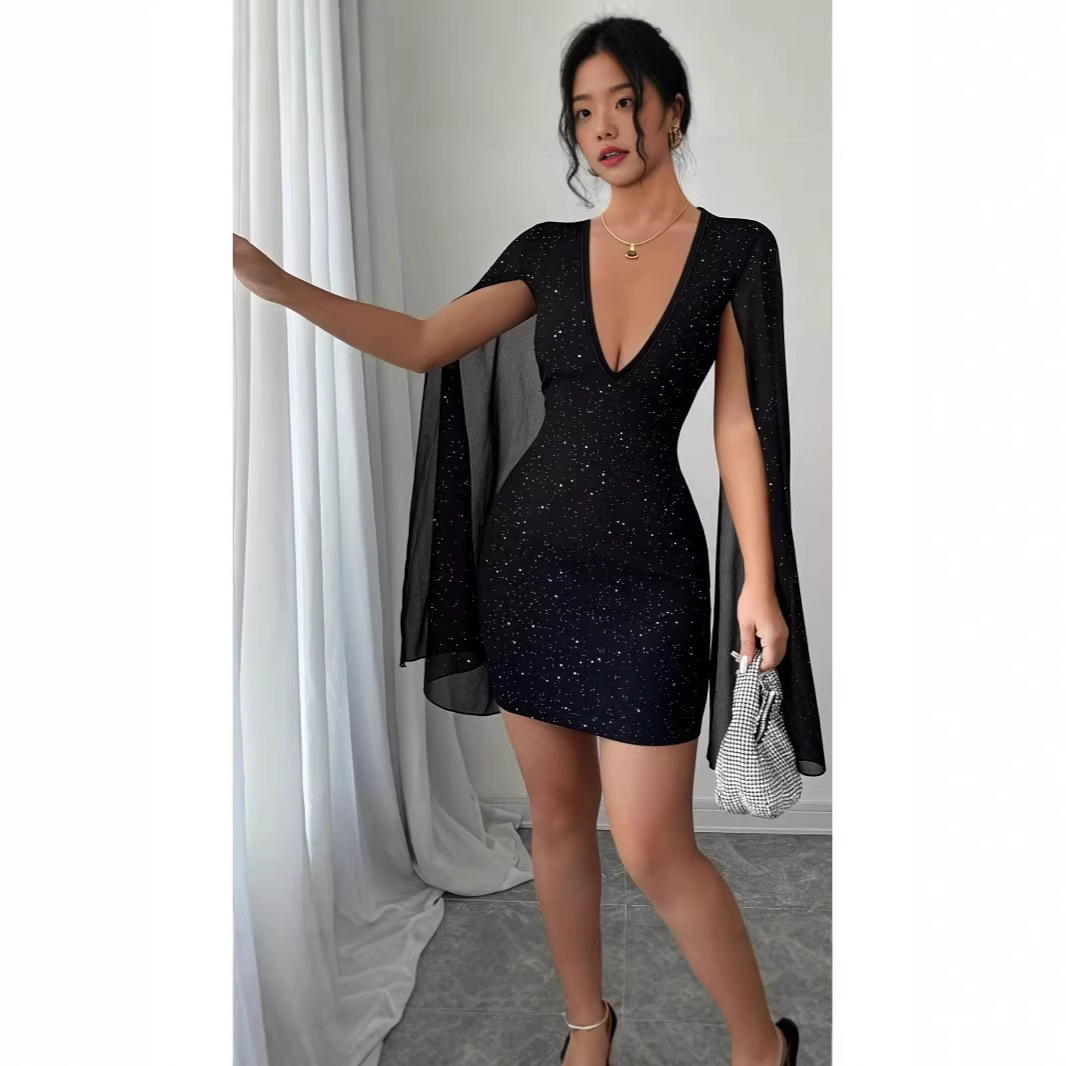Women'S Elegant Formal Wear - Robe midi moulante à col en