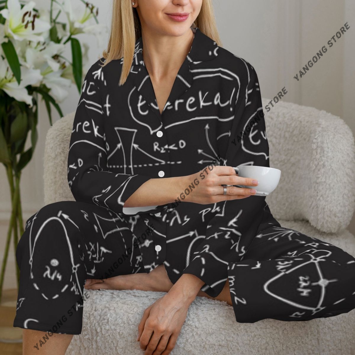Monochrome Suit Set - Pyjama à manches longues pour femmes,