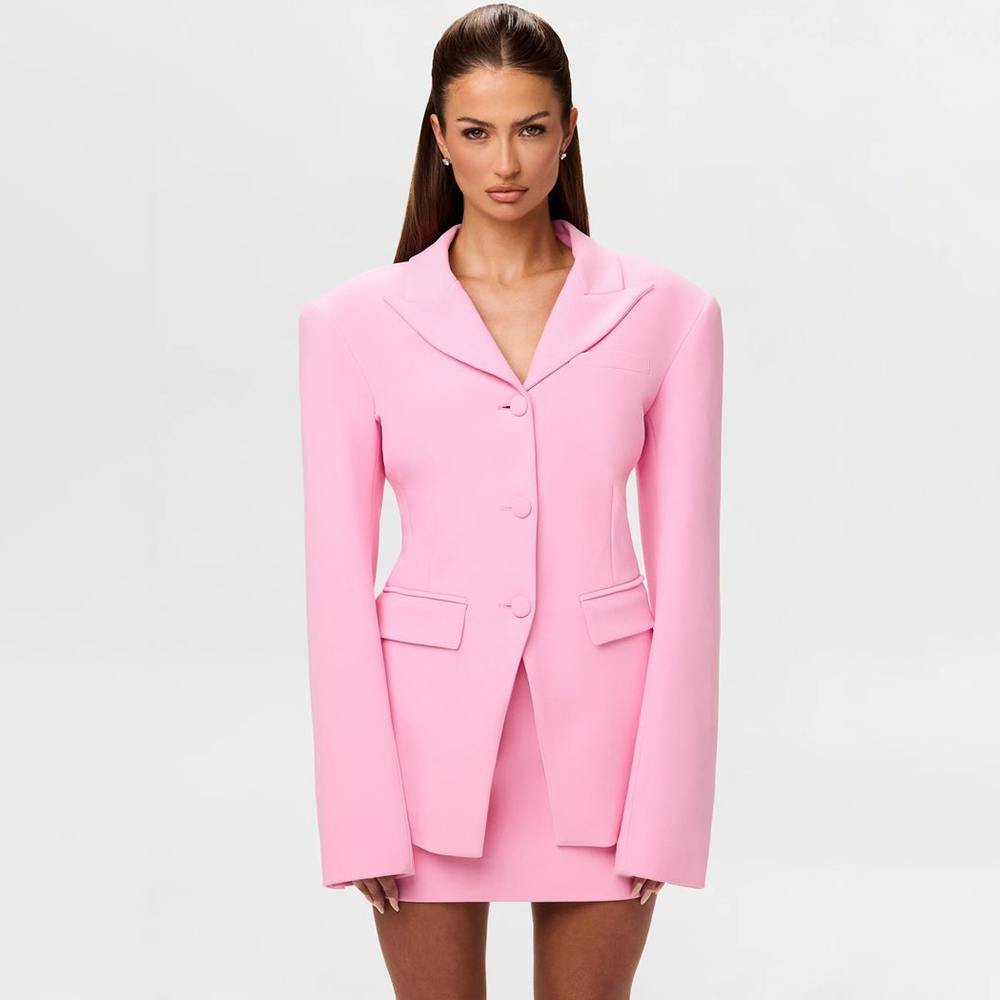 Women'S Elegant Formal Wear - Ensemble tailleur rose vif 2 pièces