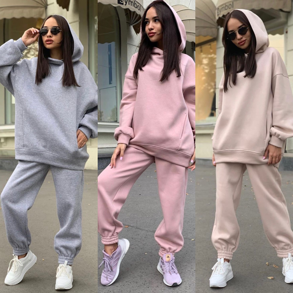 Monochrome Suit Set - Ensemble de sweat-shirts à capuche monochromes,
