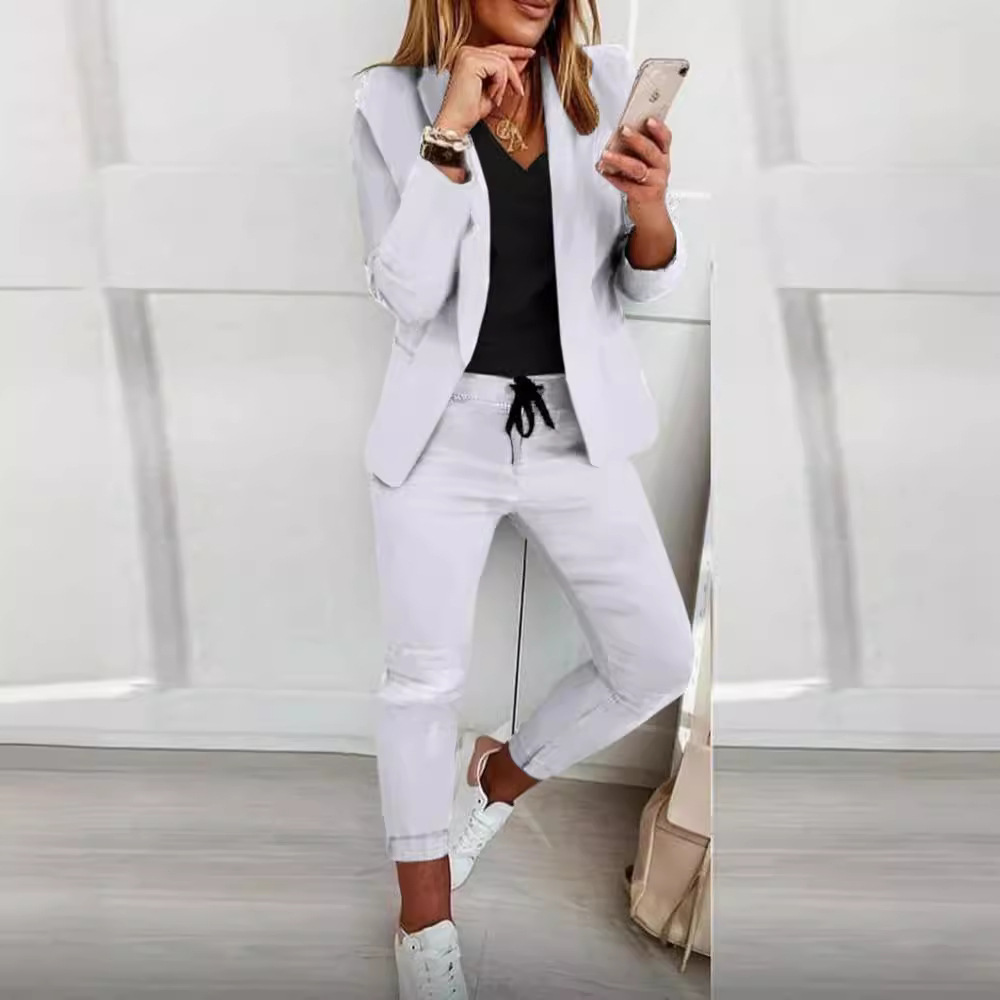 Monochrome Suit Set - Costume d'affaires monochrome décontracté pour femmes,