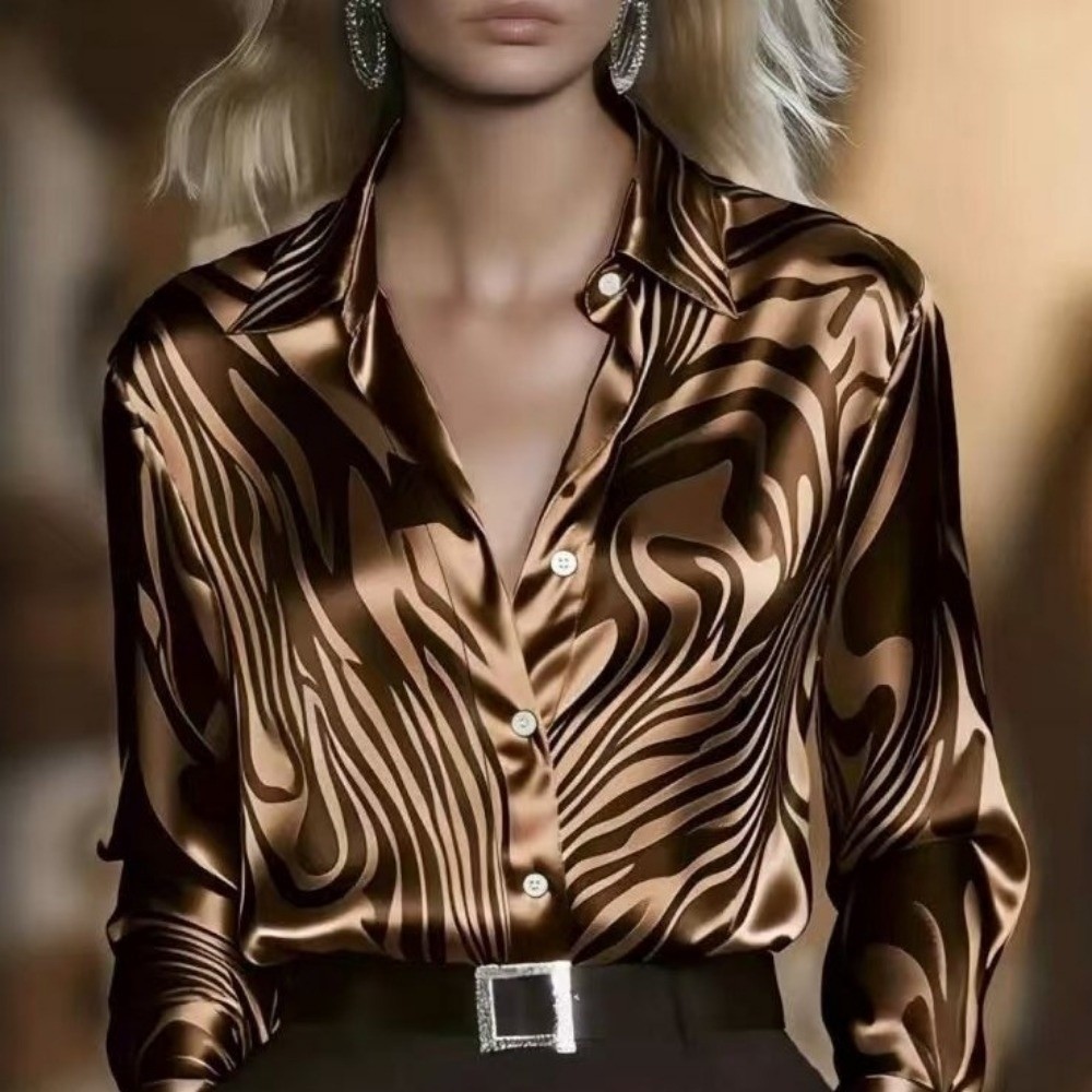 Chemisier élégant en satin de  - Silk Blouse Button avis et prix