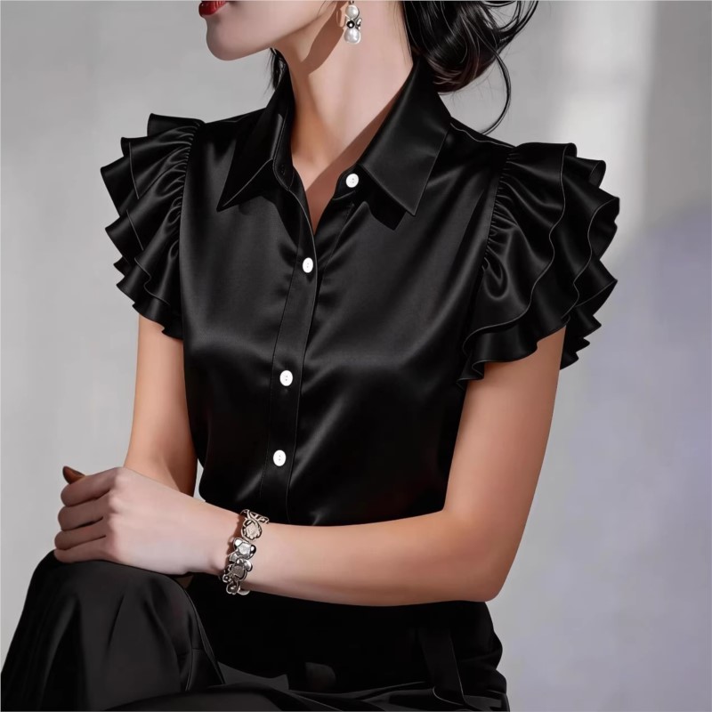 Chemisier décontracté à volant - Silk Blouse Button avis et prix