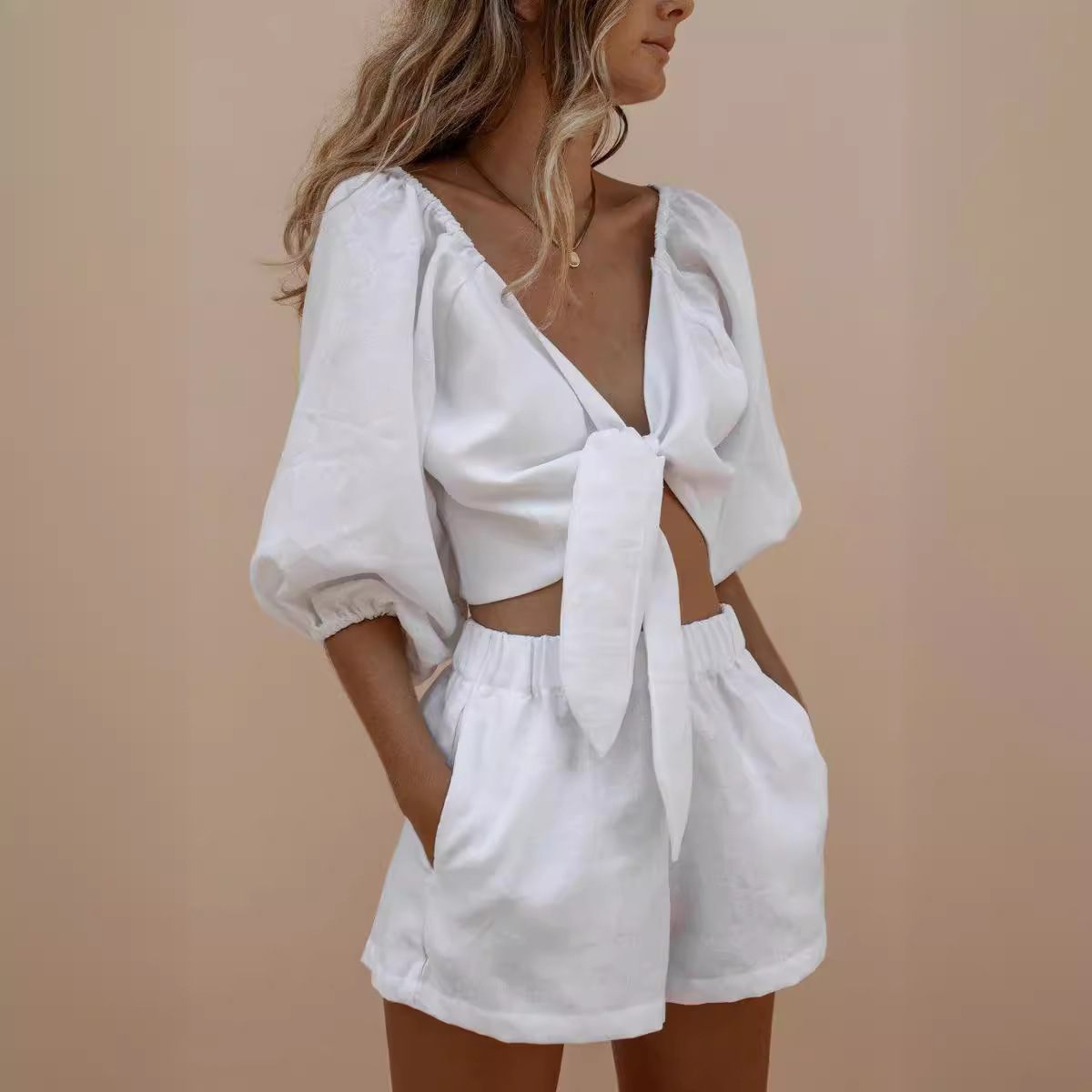 Short en dentelle monochrome à - Monochrome Suit Set avis et prix