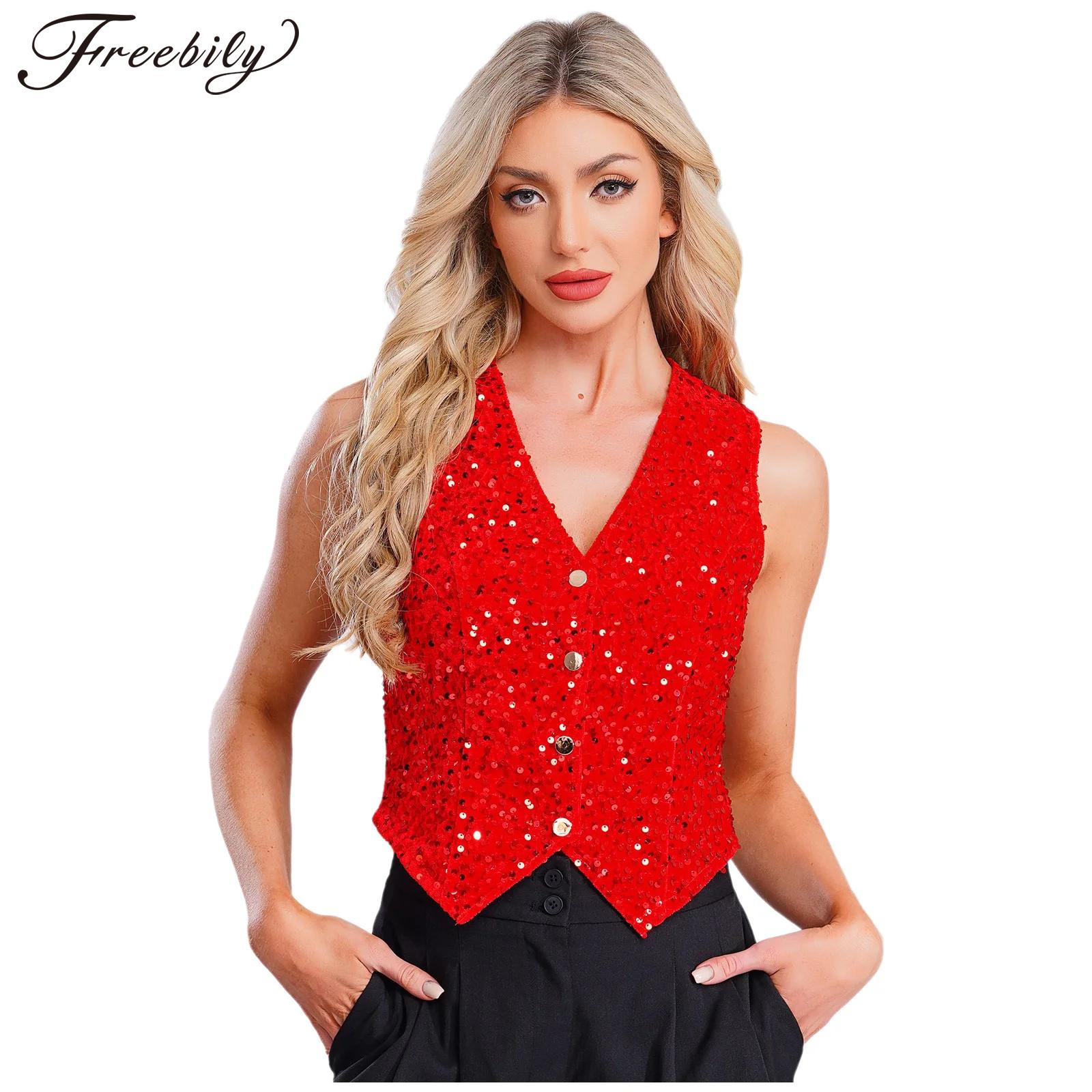 Gilet à paillettes brillantes  - Women Formal Wear Vest avis et prix