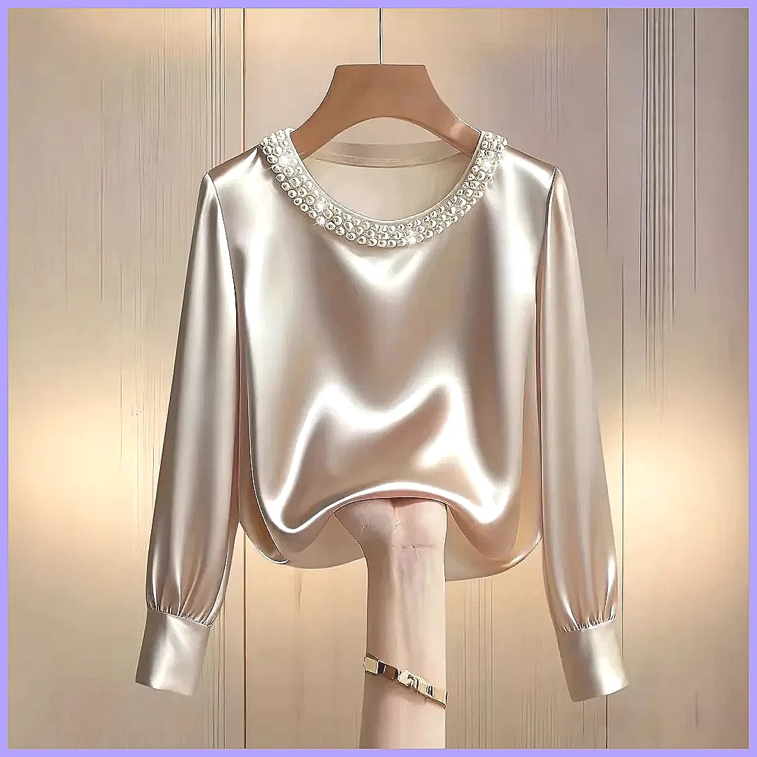 Chemisier élégant en satin per - Silk Blouse Button avis et prix