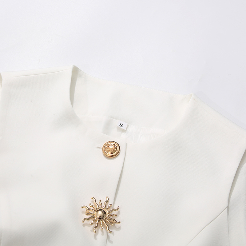 Gilet blanc à col rond, bouton - Women Formal Wear Vest avis et prix
