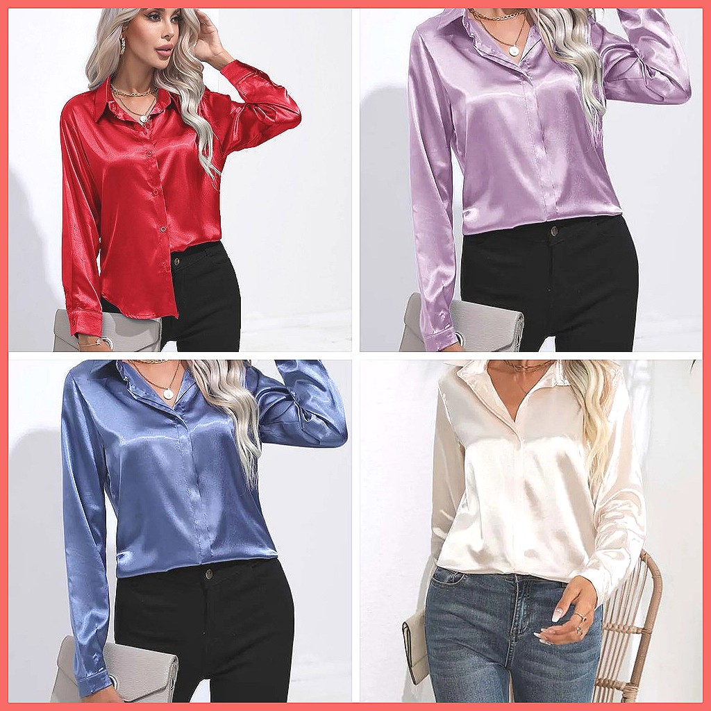 Chemise en satin pour femme Pr - Silk Blouse Button avis et prix
