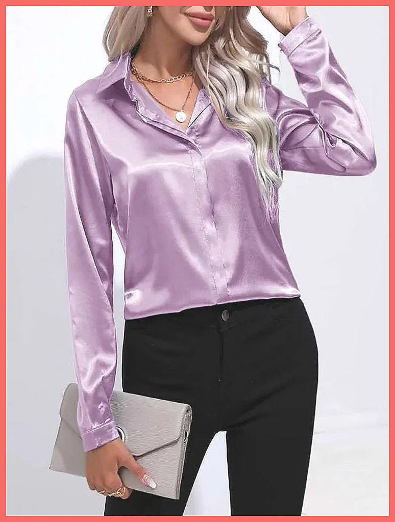 Chemise en satin pour femme Pr - Silk Blouse Button avis et prix