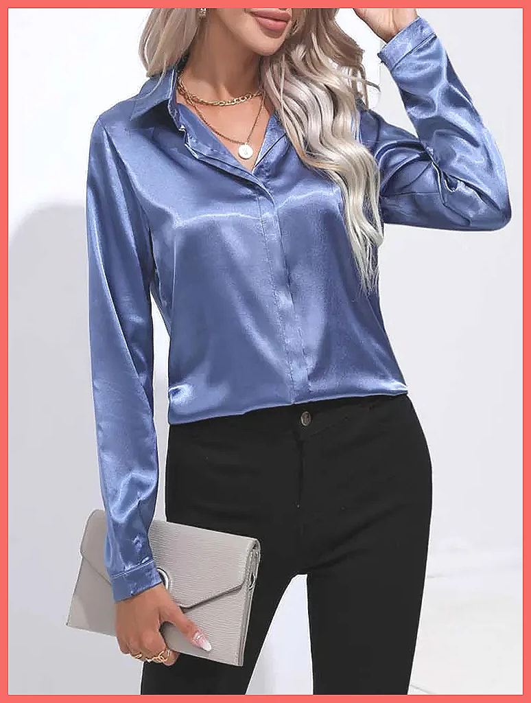 Chemise en satin pour femme Pr - Silk Blouse Button avis et prix