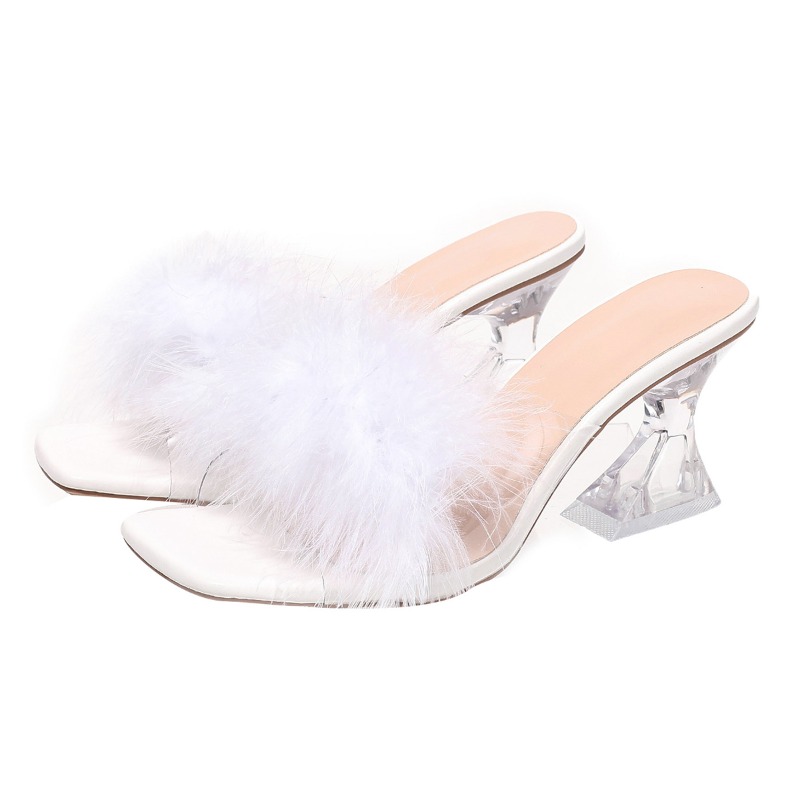 Sandales décoratives en plumes - Kitten Heel Women avis et prix