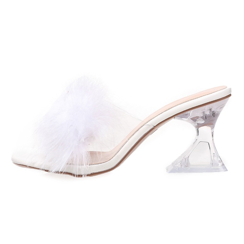 Sandales décoratives en plumes - Kitten Heel Women avis et prix