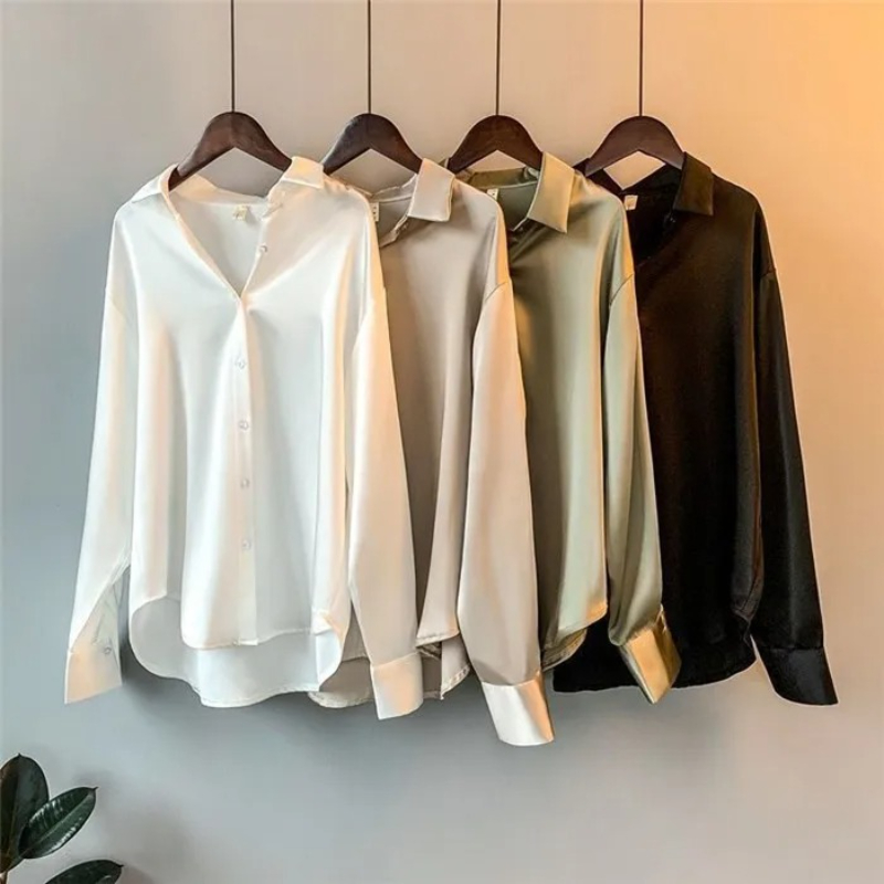 Chemisier ample élégant en sat - Silk Blouse Button avis et prix