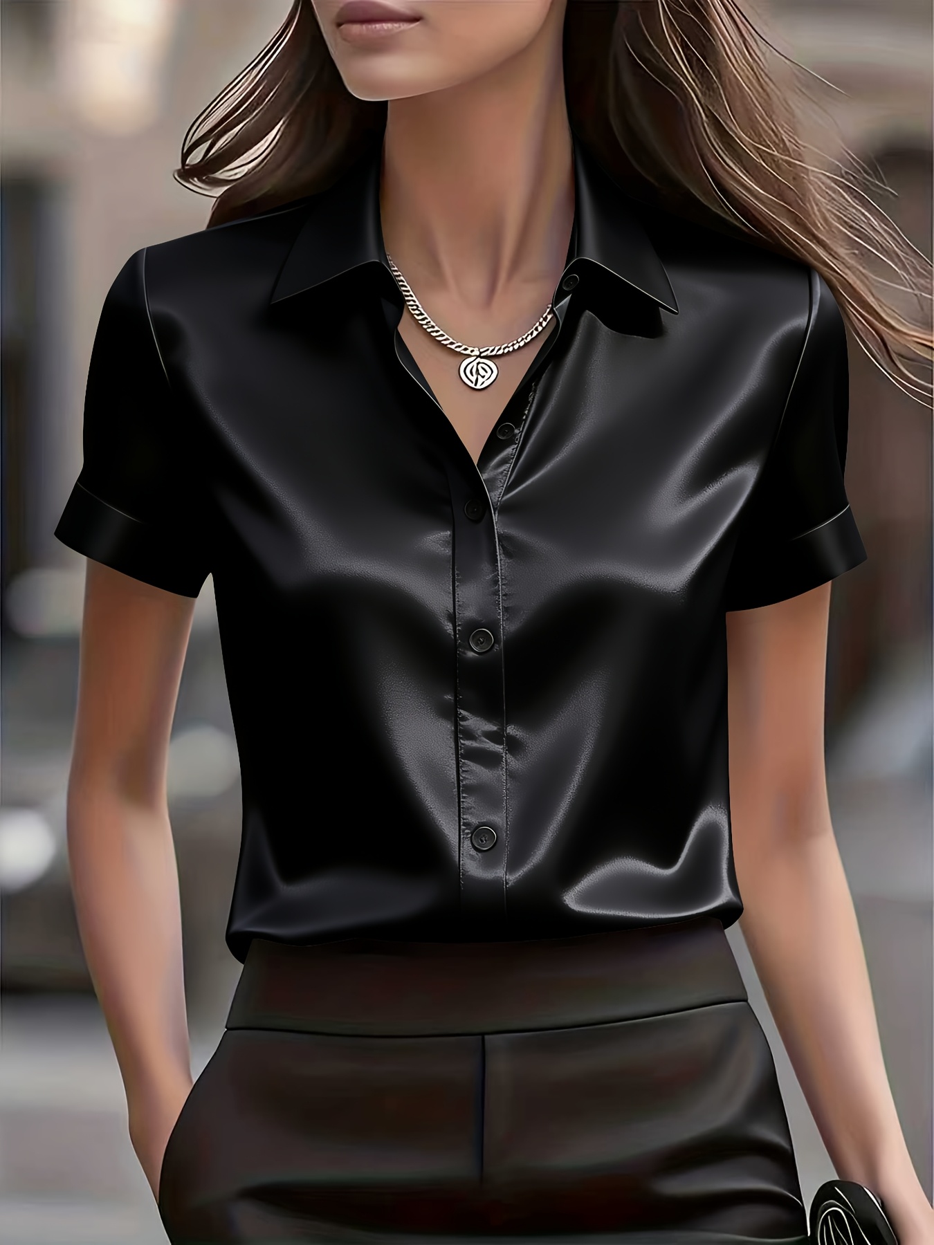 Chemise élégante en mélange de - Silk Blouse Button avis et prix