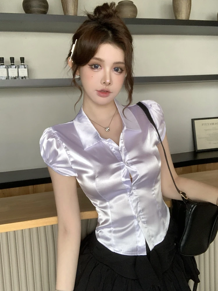 Chemises en soie sexy d'été po - Silk Blouse Button avis et prix
