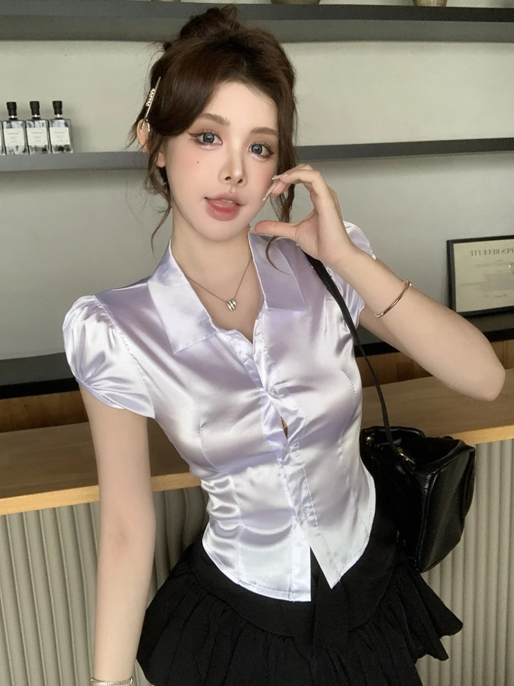 Chemises en soie sexy d'été po - Silk Blouse Button avis et prix