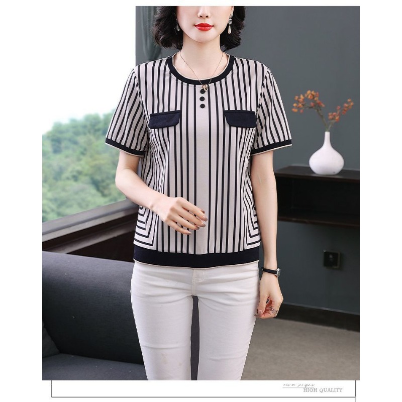 T-shirt rayé en soie glacée po - Silk Blouse Button avis et prix